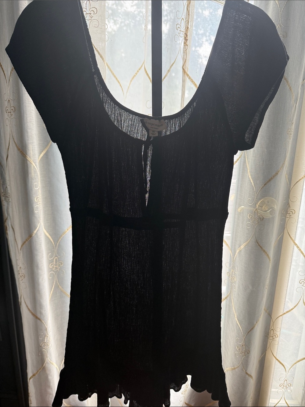 Black Sheer Short-Sleeve Swim Coverup Tunic